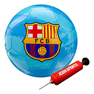 Icon Sports FC Barcelona Size 5 Soccer Ball w/ Air Pump $9.07 + Free Shipping w/ Prime or on $35+