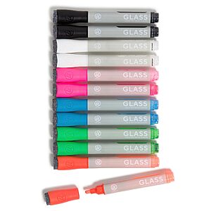 U Brands 12-Count Bold Tip Liquid Glass Dry Erase Markers w/ Erasers (Assorted Colors) $7.79 w/ S&S + Free Shipping w/ Prime or on $35+