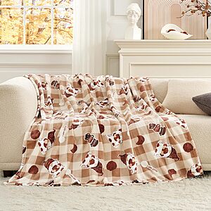 60" x 80" Twin Size Cozy Bliss Gnome Coffee Blanket (Brown) $9.98 & More + Free Shipping w/ Prime or on $35+
