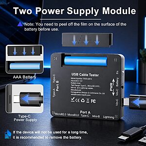 Treedix USB Cable Tester 2.4" Screen PD3.0/3.1 Resistor | USB Tester USB C Cable Tester Compatible with Type-C, Micro-B 2.0/3.0, and Mini-B Cables, TBT 3/4/5 $42.15
