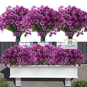 20-Bundle Satefello UV Resistant Outdoor Artificial Flowers (Purple) $8.24 + Free Shipping w/ Prime or on $35+