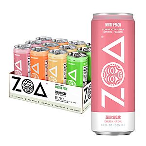 [S&S]12 Pack 12 Oz ZOA Zero Sugar Energy Drink, Tropical Variety Pack $16.14 + Free S&H w/ Prime or $35+
