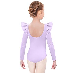 Arshiner Ruffle Long Sleeve Leotard for Girls Ballet Leotards Low Back Gymnastic Dance Outfits for Toddler $8.99