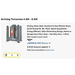 $50.76 w/coupon - DryGuy Shoe, Boot, Garment & Gear Electric Dryer, Quick Drying for Ski, Work, Sports Equipment – Energy Efficient, Odor Eliminating Design