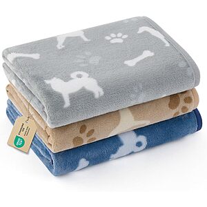3-Count Bedsure Ultra-Soft Flannel Fleece Pet Blankets (23" x 16", Happy Pups) $5.99 ($2 each) & More + Free Shipping w/ Prime or on $35+