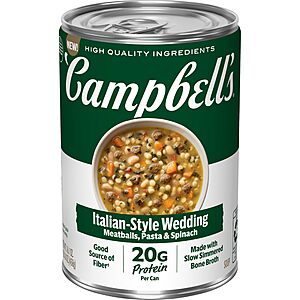 16.1-Ounce Campbell's Protein Italian Style Wedding Soup $1.67 w/ S&S + Free Shipping w/ Prime or on $35+