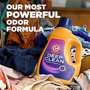 $8 get $4 Walmart Cash ARM & HAMMER Deep Clean or w/OXI Liquid Laundry Detergent, Radiant Burst, 75 Fl Oz - 50 loads