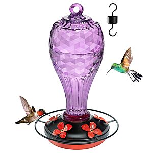 Jarkyfine 20 OZ Glass Hummingbird Feeders $14.99
