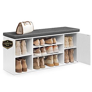 40.9" Songmics Home Snapsemble Tool-Free Entryway Shoe Cubby Bench w/ Cushion and Adjustable Shelves (White/Slate Grey) $55.998 + Free Shipping $55.98