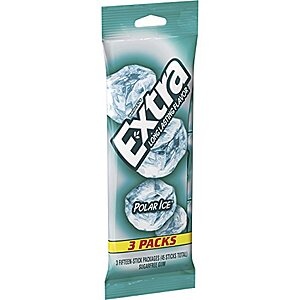 [SnS] $3.32 | 3-Pack 15-Count WRIGLEY'S EXTRA Gum Polar Ice, Sugarfree Mint Chewing Gum at Amazon