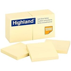 [NEW] $4.23 | 3M Highland Self-Sticking Note Pad (6549-YW) at Amazon