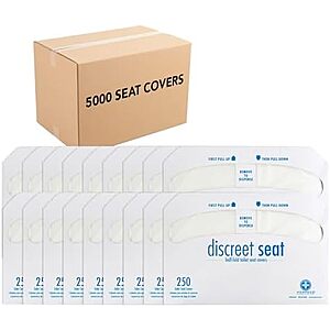 [SnS] $28.77 | 20-Pack 250-Count Hospeco Discreet Seat Half-Fold Toilet Seat Covers (14.25 X 16.5, White) at Amazon