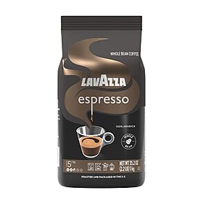 [S&S] Lavazza Espresso Whole Bean Coffee, Medium Roast, 100% Arabica, 2.2 lb Bag $13.49