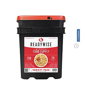 ReadyWise 150 Serving Emergency Food Bucket (150 Total Servings) $74.99 Free Shipping Costco.com