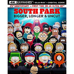 South Park: Bigger, Longer & Uncut "25th Anniversary" (4K Ultra HD + Blu-ray + Digital) $12.31