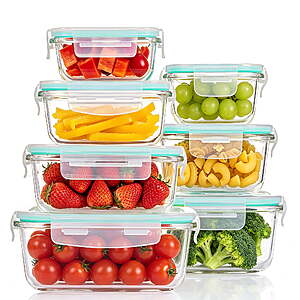 Sindcom 7 Pack Glass Food Storage Containers, Meal Prep, Airtight Bento Boxes with Leak Proof Locking Lids $20.49