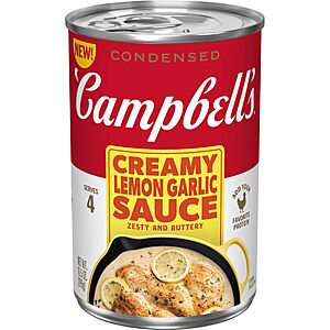 Campbell's Condensed Creamy Lemon Garlic Sauce, Zesty and Buttery, 10.5 Oz Can~$1.74 After Coupon & S&S @ Amazon
