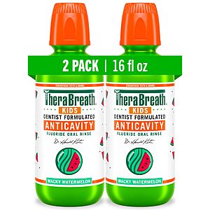 2-Pack 16-Oz TheraBreath Kids Mouthwash w/ Fluoride (Watermelon) $7.59 w/ S&S + Free Shipping w/ Prime or on $35+