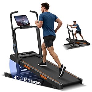 Cursor Ftness 40% Incline Walking Pad Treadmill w/ Dual Handlebar, 3.0HP Brushless Motor & 400LBS Capacity $200.09 + Free Shipping