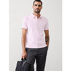 Banana Republic Factory Slim-Fit Luxe Touch Tipped Polo )Pink Mochi, Sizes: XS-XXL) $8.48 + Free S&H $50+