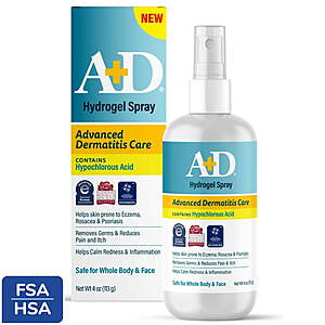 A-D For Adults:  Advanced Dermatitis Care Hydrogel Spray with Hypochlorous Acid 4 oz  $6.97 get $3.49 Walmart Cash FS PLUS