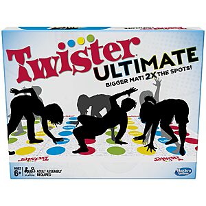 Hasbro Gaming Twister Ultimate: Bigger Mat, More Colored Spots, Family, Kids Party Game Age 6+; Compatible with Alexa (Amazon Exclusive) $14.49