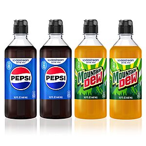 Sodastream Pepsi, MTN Dew New Pour Bottle Variety Pack, 440ml (Pack of 4), $14.82, Amazon