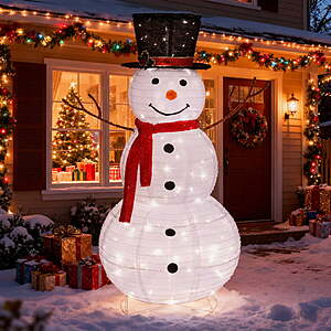 $45 FS WALMART by ZIMTOWN 48" LED Lighted Snowman Christmas Snowman w/ 180 LED Lights,Hat Christmas Outdoor Decoration