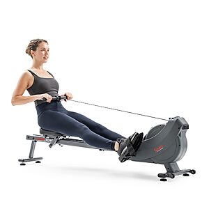 $176.88: Sunny Health & Fitness Smart Magnetic Rower, Dual-Rail Home Rowing Machine