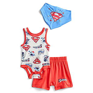 Superman Baby Boys Cozy and Comfortable Viscose Patriotic Americana Bodysuit and Shorts Set, 3-Piece, 18M $4.79