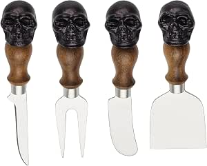 Oneida 4-Piece Skull Mirror Stainless Steel Cheese Knife Set w/ Carved Wood Handles $13.65 + Free Shipping w/ Prime or on $35+