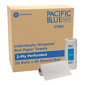 $24.77: Pacific Blue Select by Georgia-Pacific PRO 2-Ply Perforated Roll Paper Towels, White, 85 Sheets Per Roll, 30 Rolls Per Case (27385)