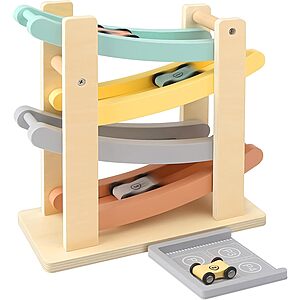 Joyreal Montessori Toddler Toys for 1+ Year Old Boys Girls Wooden Car Ramp - $12.49 @ Amazon
