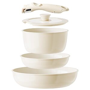Redchef Ceramic Pots and Pans Set, Nonstick Kitchen Cookware Sets, Non Toxic Pots and Pans Set Non Stick, PFAS PFOA & PTFE Free, Detachable Handle Pots and Pans 5 Piece $39.99