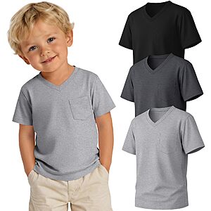 $6.99 - Mumucove 3 Pack Toddler Boys Short Sleeve Shirts, 3-Color Set (various)