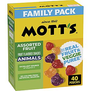 $6.62 S&S - Mott's Assorted Fruit Flavored Snacks (40 Pack)