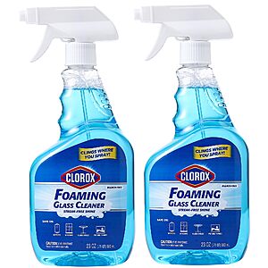 Select Locations: 2-Pack 23-Ounce Clorox Foaming Glass Cleaner Trigger Spray (Fresh Scent) $2.57 w/ S&S + Free Shipping w/ Prime or on $35+