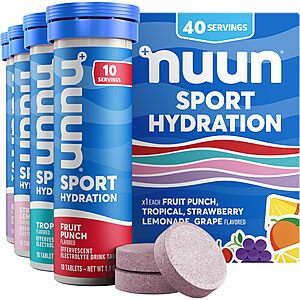 [S&S] Nuun Sport Electrolyte Tablets Mixed Flavors, GF & Vegan, 4 Pack $12.87