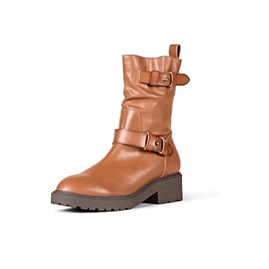 $12.99 | Amazon Essentials Women's Cropped Biker Boot (Tan)