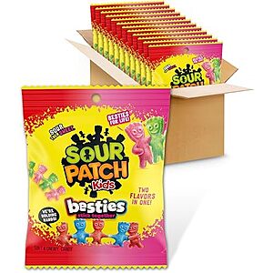 12-Pack 3.18-Ounce Sour Patch Kids Besties 2 Flavors in 1 Gummy Candy $12 ($1 each bag) + Free Shipping w/ Prime or on $35+