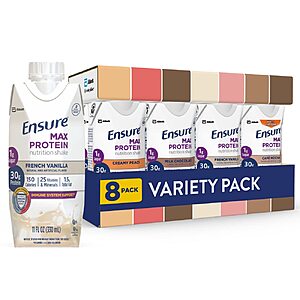 Select Accounts - $10.98 AC + S&S - Ensure Max Protein Nutrition Shakes, Variety Pack, 11 fl oz, Pack of 8