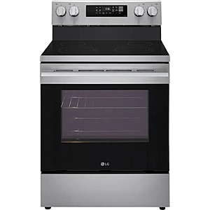 LG - 30-in Wide 6.3 Cu. Ft. Freestanding Electric Convection Smart Range with 4 Elements, Air Fry and WideView Window - Stainless Steel $569.99 Bestbuy.com