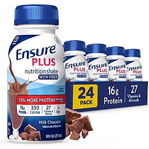 Select Accounts - $30.46 AC + S&S - Ensure Plus Nutrition Shake With Fiber, 24 Pack (Milk Chocolate or Vanilla)