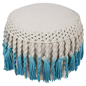 Better Homes & Gardens Macrame Pouf w/ Blue Ombre Fringe $20.52 + Free Shipping w/ Walmart+ or on $35+
