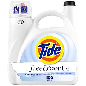 [SnS, AC] $44.48 | 4 × 132-Oz Tide Tide Free & Gentle Liquid Laundry Detergent (Free & Gentle, 100 Loads) ($11.12 each) at Amazon