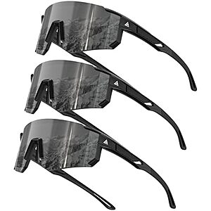 $9.99* | 3-Pk KALIYADI Wrap Around Sports Sunglasses at Amazon