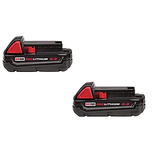 Milwaukee M18 18-Volt Lithium-Ion Compact Battery Pack 2.0Ah (2-Pack) $89