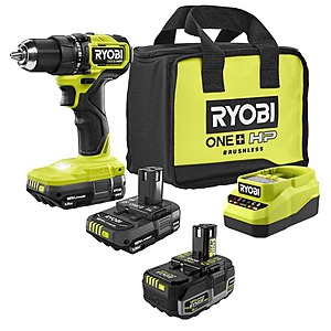 Ryobi ONE+ HP 18V Brushless Cordless Compact 1/2 in. Drill/Driver Kit w/ (2) Batteries, Charger, & 4.0 Ah Battery $159
