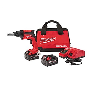 Milwaukee M18 FUEL 18V Lithium-Ion Brushless Cordless Drywall Screw Gun Kit with (2) 5.0Ah Batteries, Charger and Tool Bag, $207, FS, Home Depot