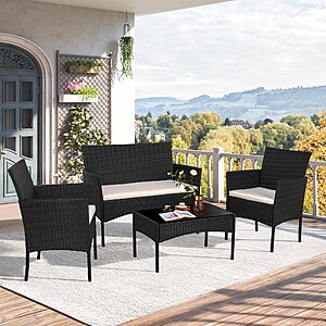 Shintenchi 4 Piece Outdoor Patio Furniture Sets(Black) $116.98 + Free S&H at Amazon